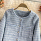Woven tweed short cardigan suit top  1655