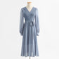 Dress V Neck Long Sleeve knee bottomed skirt pleated patchwork tea break skirt  2140