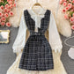 Celebrity temperament V-neck vest vest skirt white shirt  2869