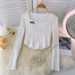 New women's long sleeve T-shirt design short top  1589