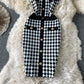 Slim Plaid buttock knit dress one step skirt  2755