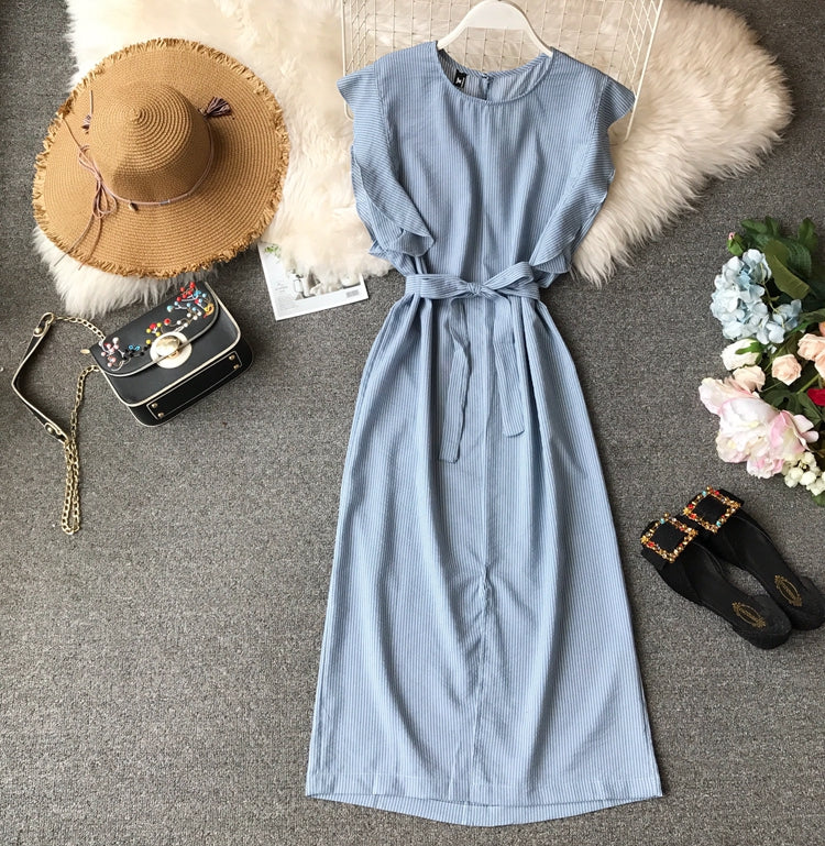 Irregular slim wrap hip dress  2873