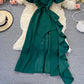 V-neck dress high-end atmospheric split skirt  2999