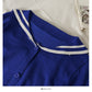 Striped single breasted Navy neck loose knit women's shirt  2063