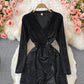Hot diamond V-neck velvet dress fishtail long skirt  3107