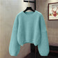 Einfacher Langarm-Pullover mit Rundhalsausschnitt 1476