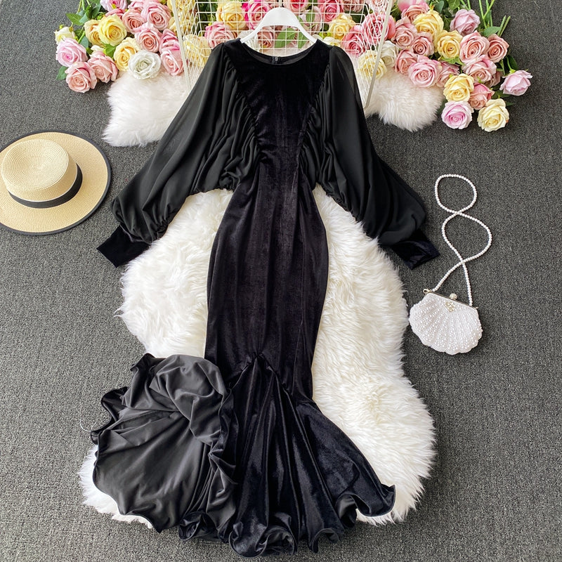 Long skirt with narrow waist and hip and fishtail  2879