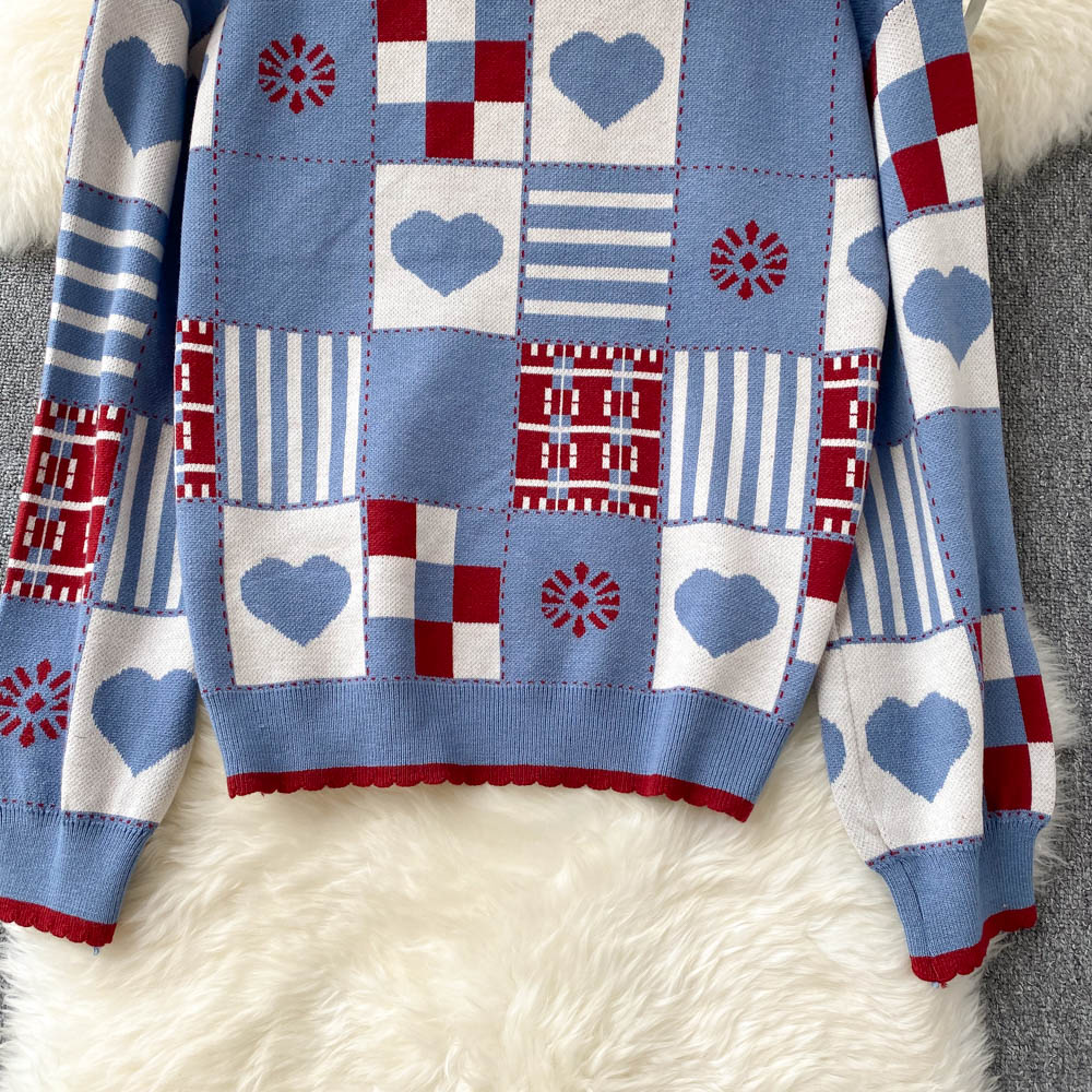 Süßer Strickpullover mit langen Ärmeln 1474