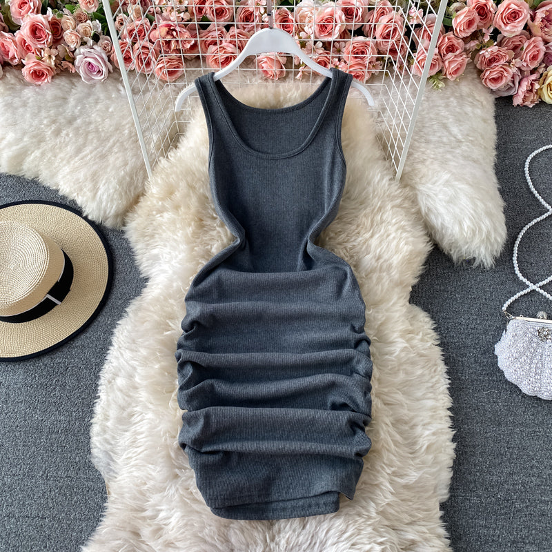 Elastic slim sexy suspender vest skirt  2938