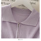 Personalized double zipper tight vertical stripe long sleeve knit  1777