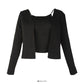 Long sleeved knitted small coat with slim suspender vest inside  1997