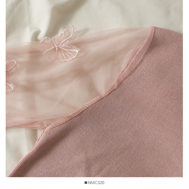 Mesh stitched three-dimensional butterfly long sleeve Pullover Sweater for women  2049