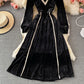 Schmale Taille mit weitem Samtkleid mit weitem Stehkragen 3106