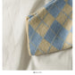 Diamond check short irregular long sleeved women  1697