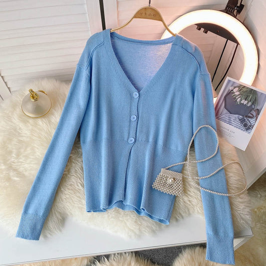 Knitted women's autumn new lazy thin sweater  1593