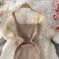 Knitted suspender fashion tight and thin Hip Wrap Dress  2823