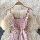 Gentle wind first love broken flower suspender dress  3336