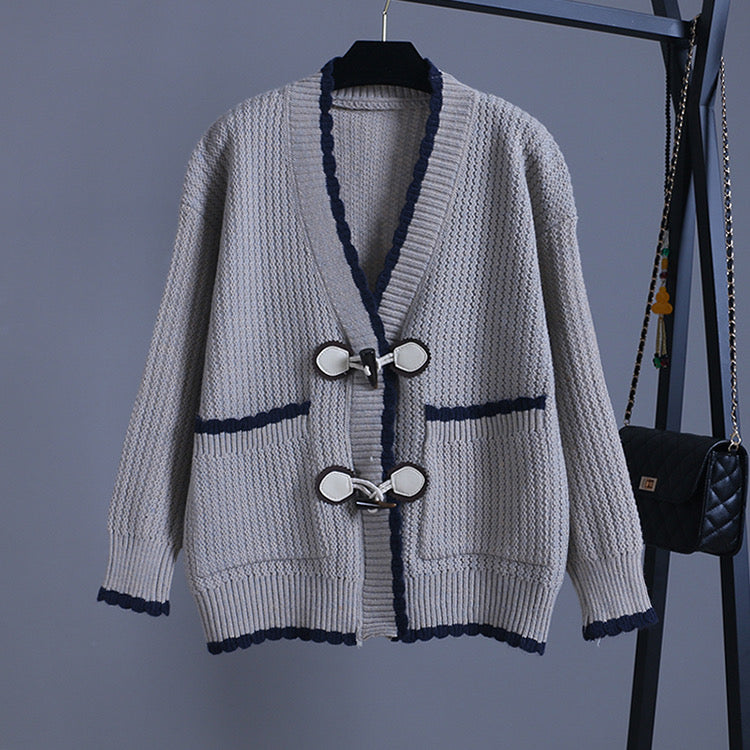 Cardigan, pull ample, haut boutonné en corne 1402