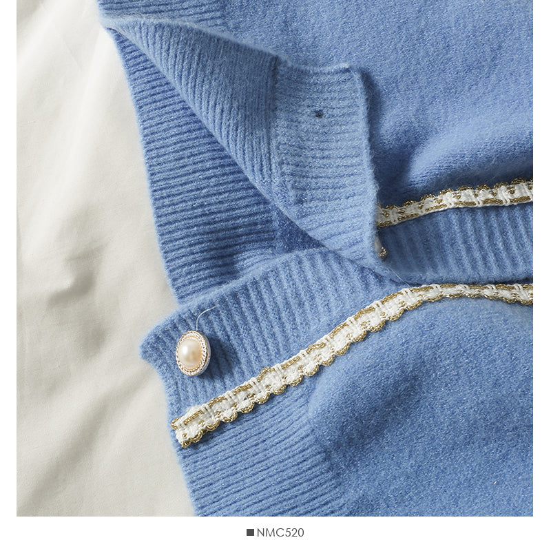 Sweater women's bright silk stripe single breasted cardigan  1796