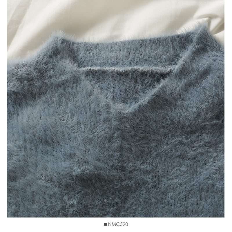Plush loose thin V-Neck Sweater Korean versatile long sleeve Pullover Top  1995