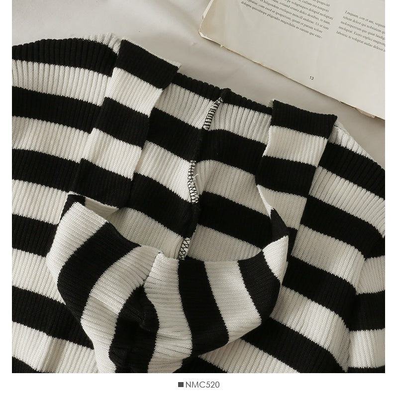 Striped slim Hooded Sweater Zip Cardigan long sleeve  1766
