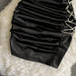 Sexy suspender skirt backless Satin skinny Pleated Dress  2817