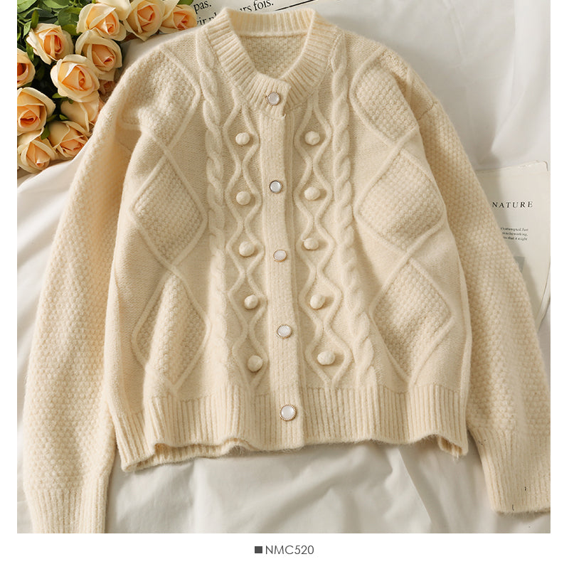 Sweater cardigan top diamond lattice long sleeve sweater fashion  1829