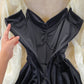 Square neck velvet waist puffy dress  3372