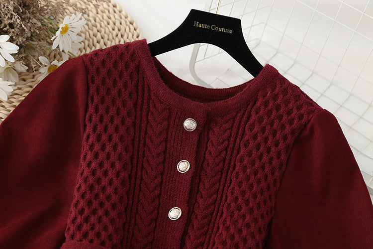 New spring and autumn bow tie tie with bottomed sweater skirt  2129