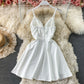 Low cut V-neck, open back, waist closed, strapless princess skirt  2784