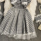 Strapless Plaid Dress waist A-line short skirt  3413