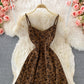 Gentle wind lady floral suspender skirt  3010