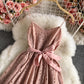 Sweet little fresh suspender skirt high waist backless lace dress  2893