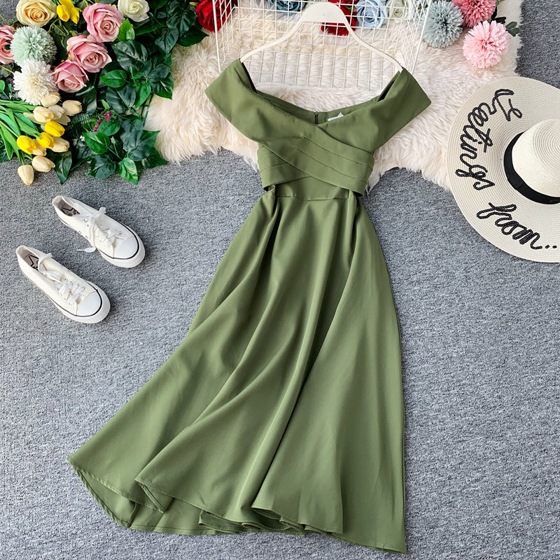 Line neck backless dress  2924