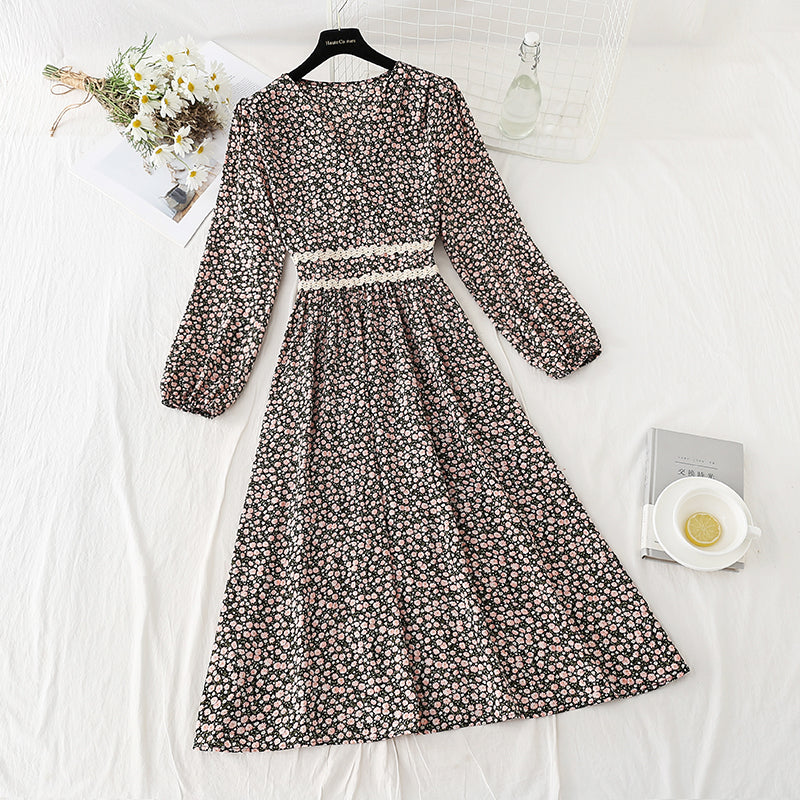 New French tea break early spring chiffon skirt long  2313