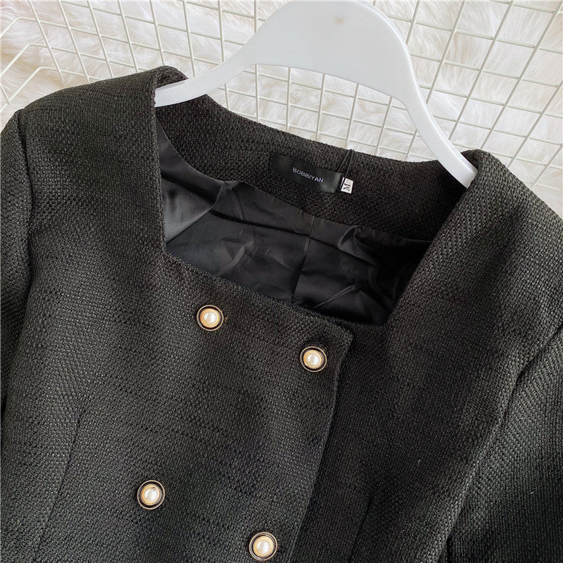 High waist short coat versatile long sleeve blouse women  1651