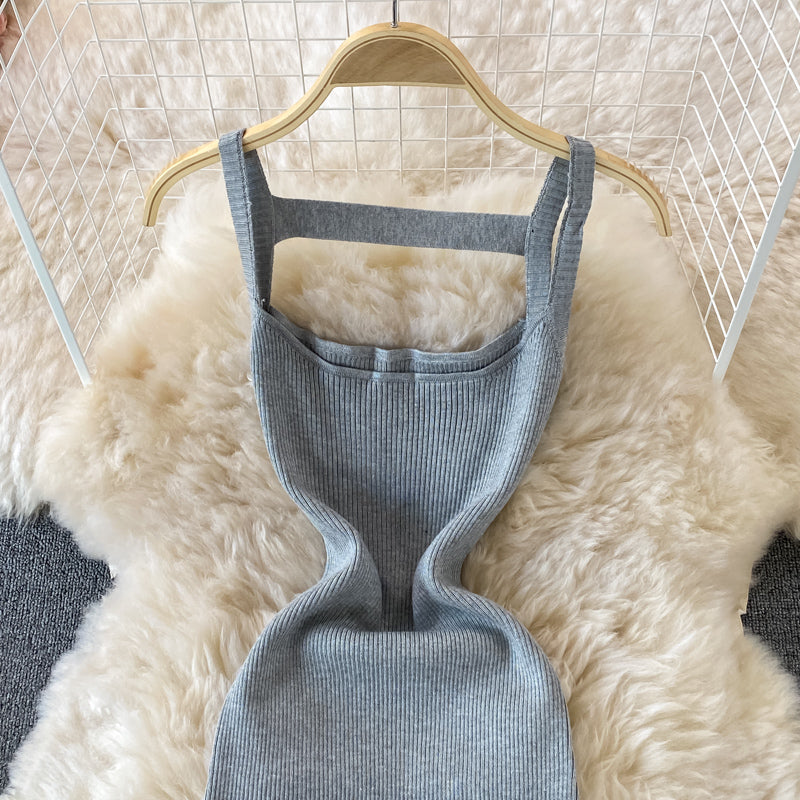 French Open Back suspender knitted dress  3333