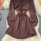Slim long sleeve irregular A-line shirt skirt  2860
