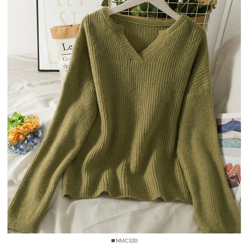 Koreanische Version des dünnen, mittleren und langen einfarbigen Pullovers für Frauen von 1786