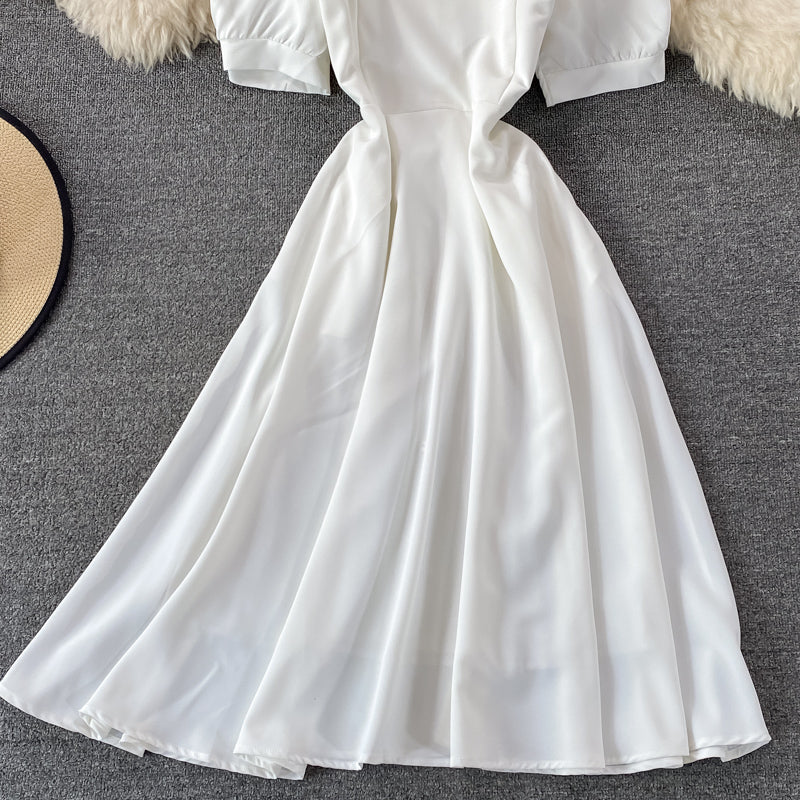 Narrow waist French long skirt with large hem  3208