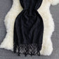 Neck off shoulder black lace Hip Wrap Dress  3044