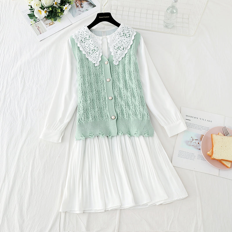 Knitted vest lace doll collar with skirt fairy Sen Department  2263
