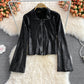 Korean leopard print loose casual stand collar zipper coat  1678