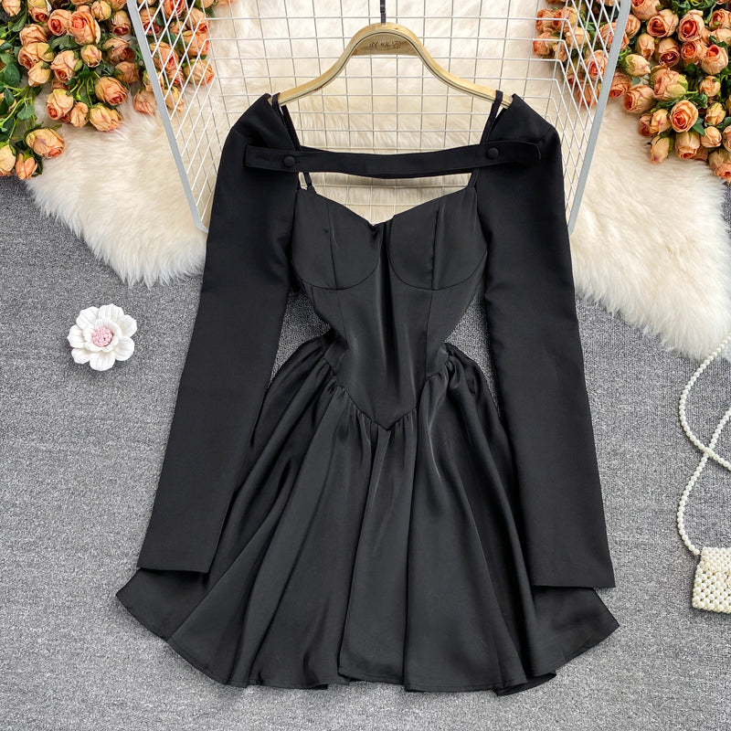 High waist thin bud dress aging sweet fluffy A-line skirt short skirt  3120