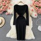 Small fragrance knitted dress French Retro  3074