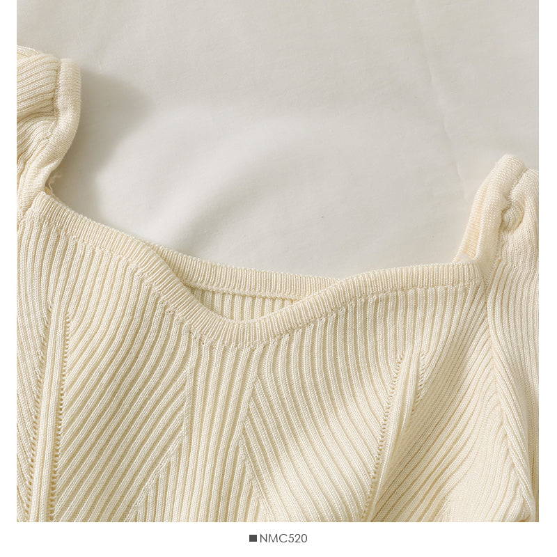 Irregular tight long sleeved foreign style sweater, women's straight shoulder exposed collarbone, versatile  1938