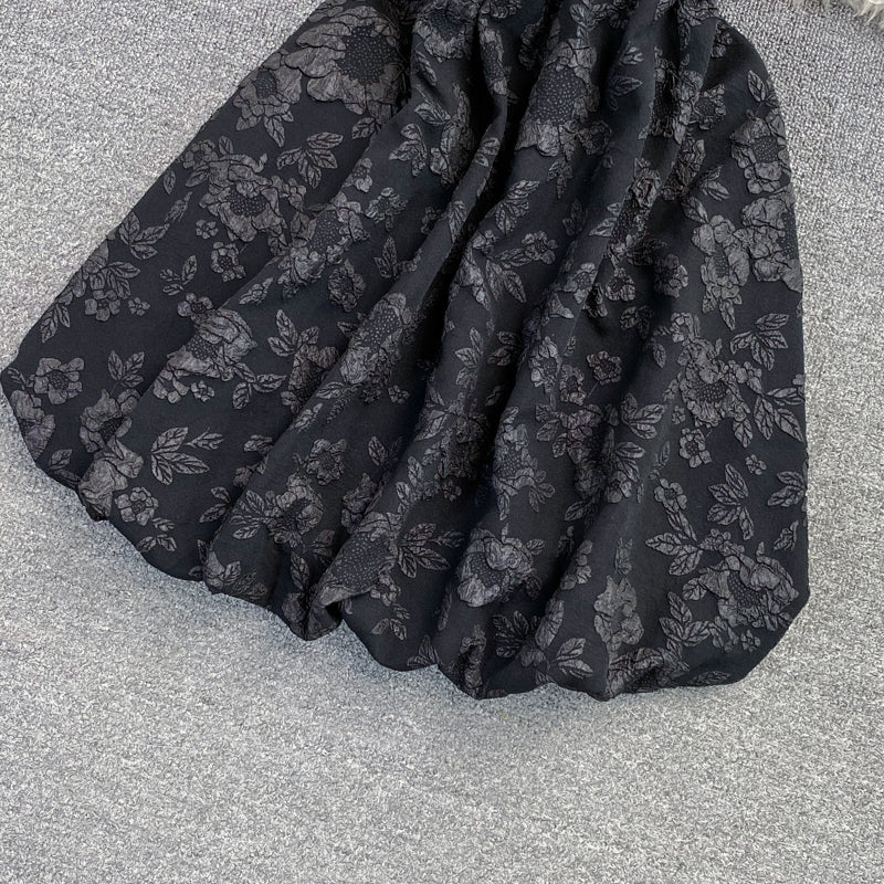 Sweet fluffy Jacquard Dress high waist Princess suspender skirt  2789