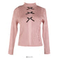 Korean bow decorative nail bead half high neck sweater for women  2053