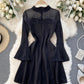 Black A line long sleeve dress  1299