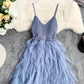 Spaghetti Straps Ruffle Midi Dress  1289